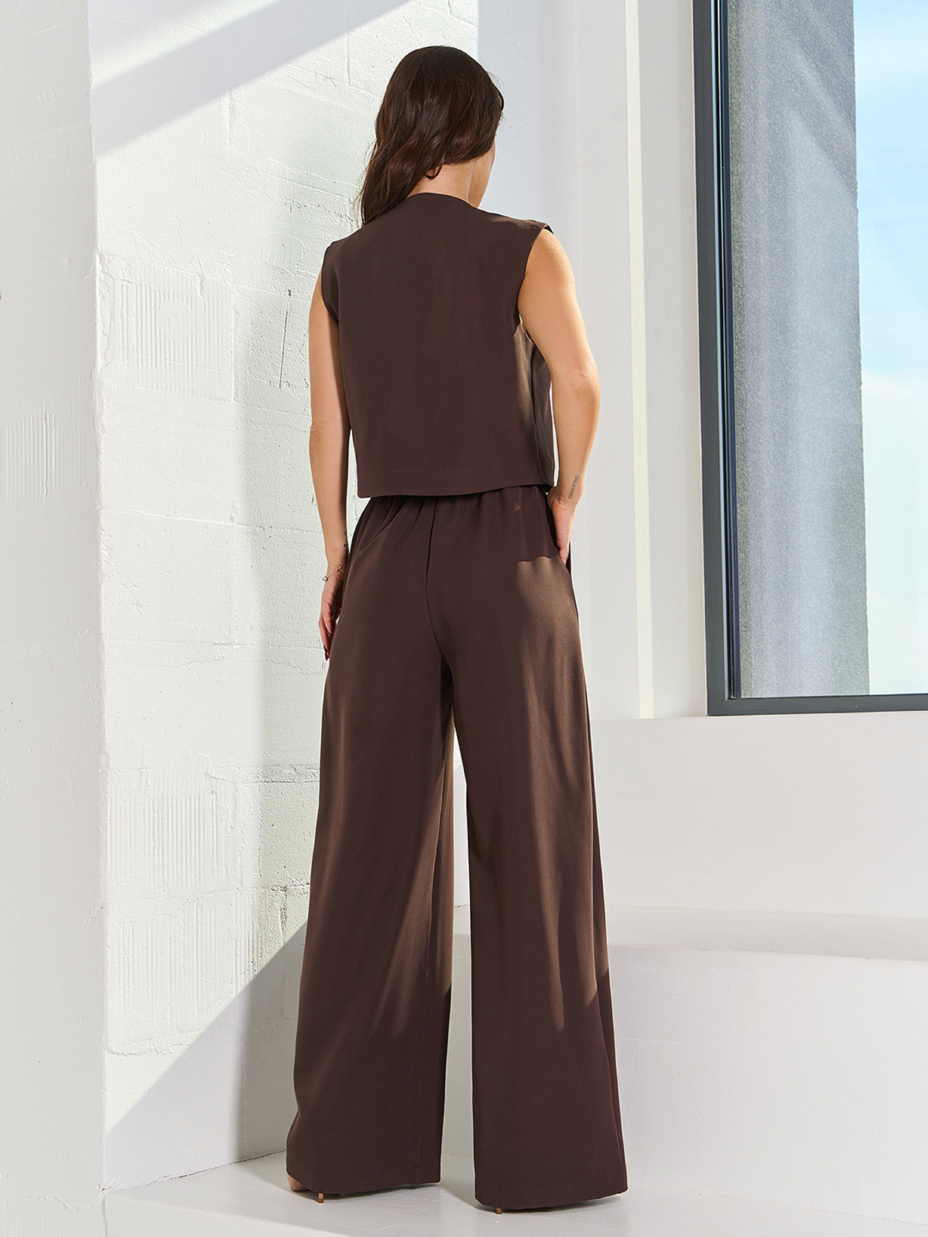 Повседневный костюм ISSA Plus модель 15065_коричневый Повседневный костюм ISSA Plus модель 15065_коричневый Фото