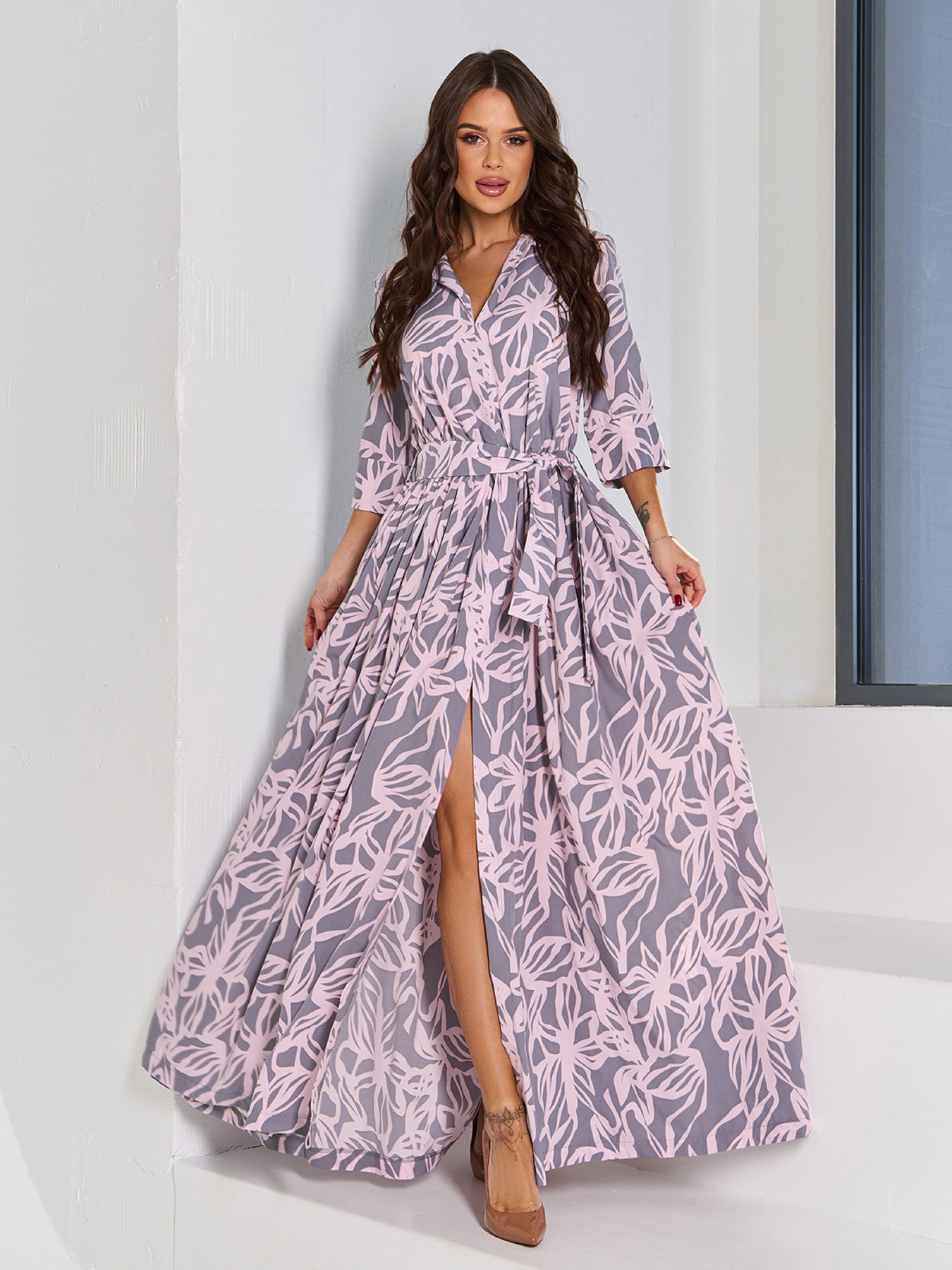 Платье макси ISSA Plus модель 15067_серый Фото