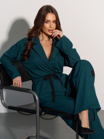 Повседневный костюм ISSA Plus модель 12852_темно_зеленый Повседневный костюм ISSA Plus модель 12852_темно_зеленый Фото