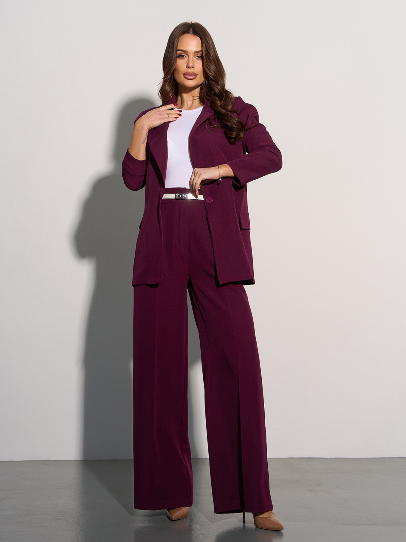 Діловий костюм ISSA Plus модель 12932_темно_бордовый Фото