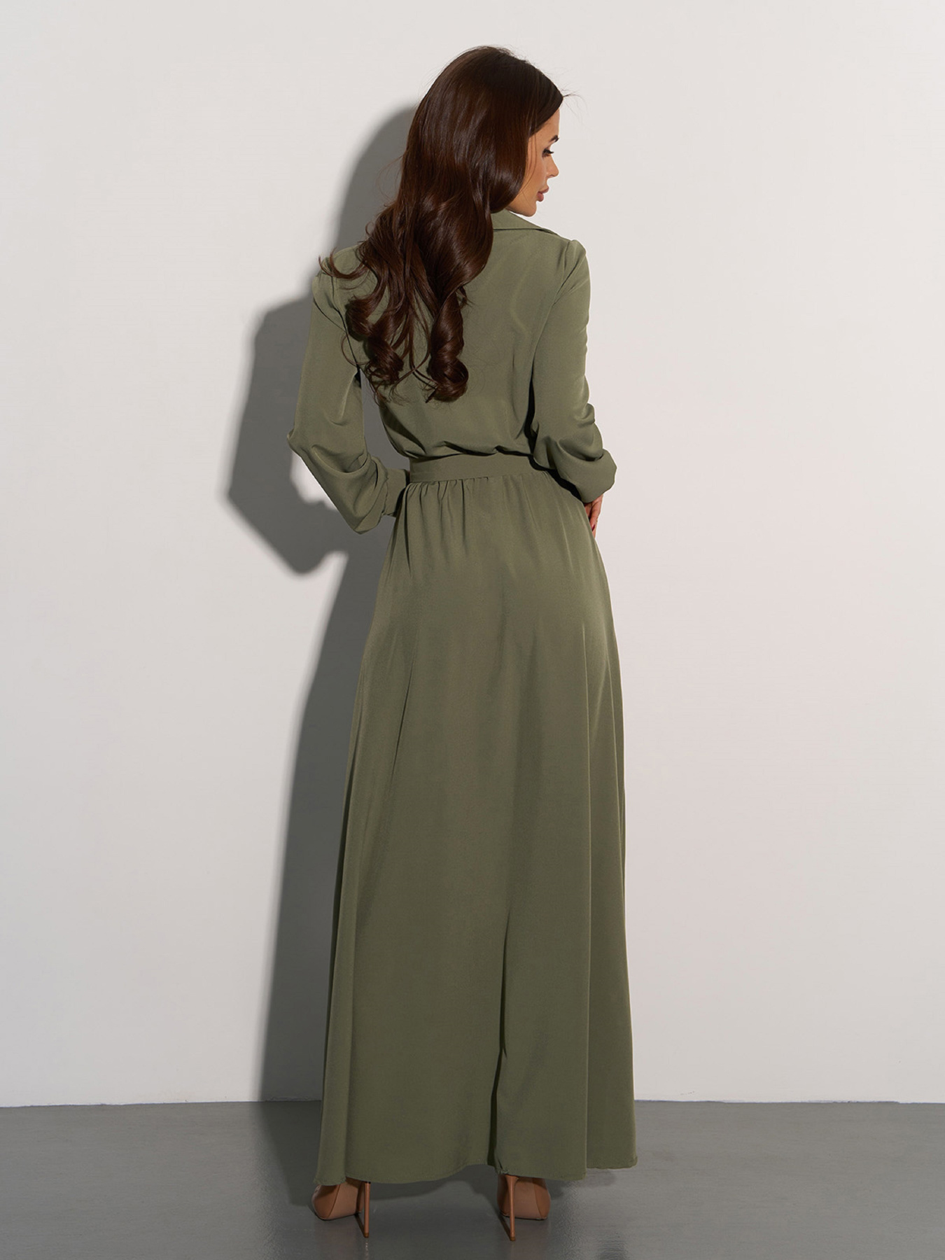 Платье макси ISSA Plus модель 15008_хаки Фото