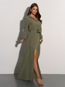 Платье макси ISSA Plus модель 15008_хаки Фото