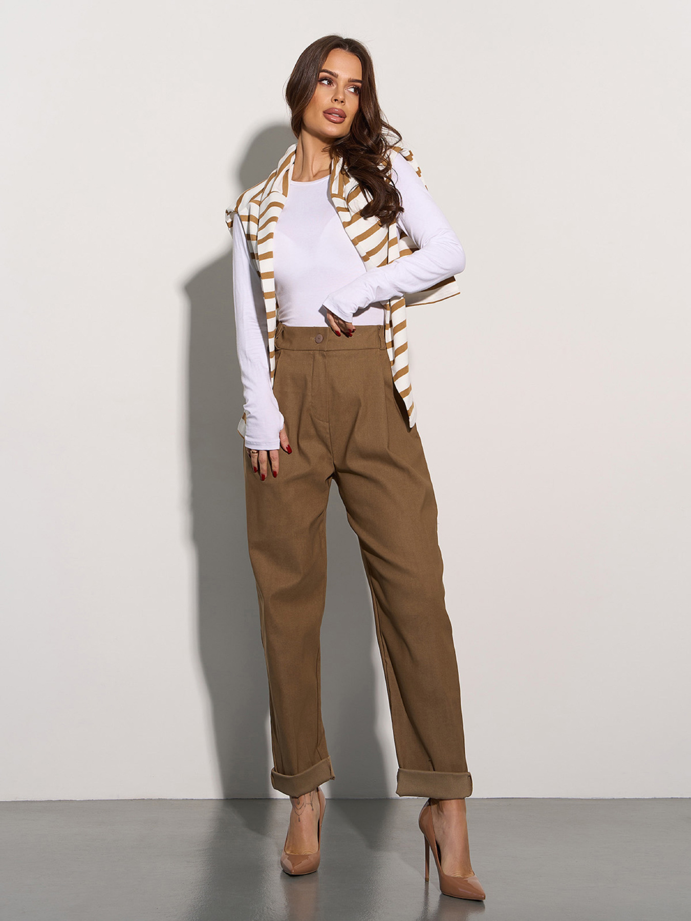 Повседневные штаны ISSA Plus модель 15079_коричневый Фото