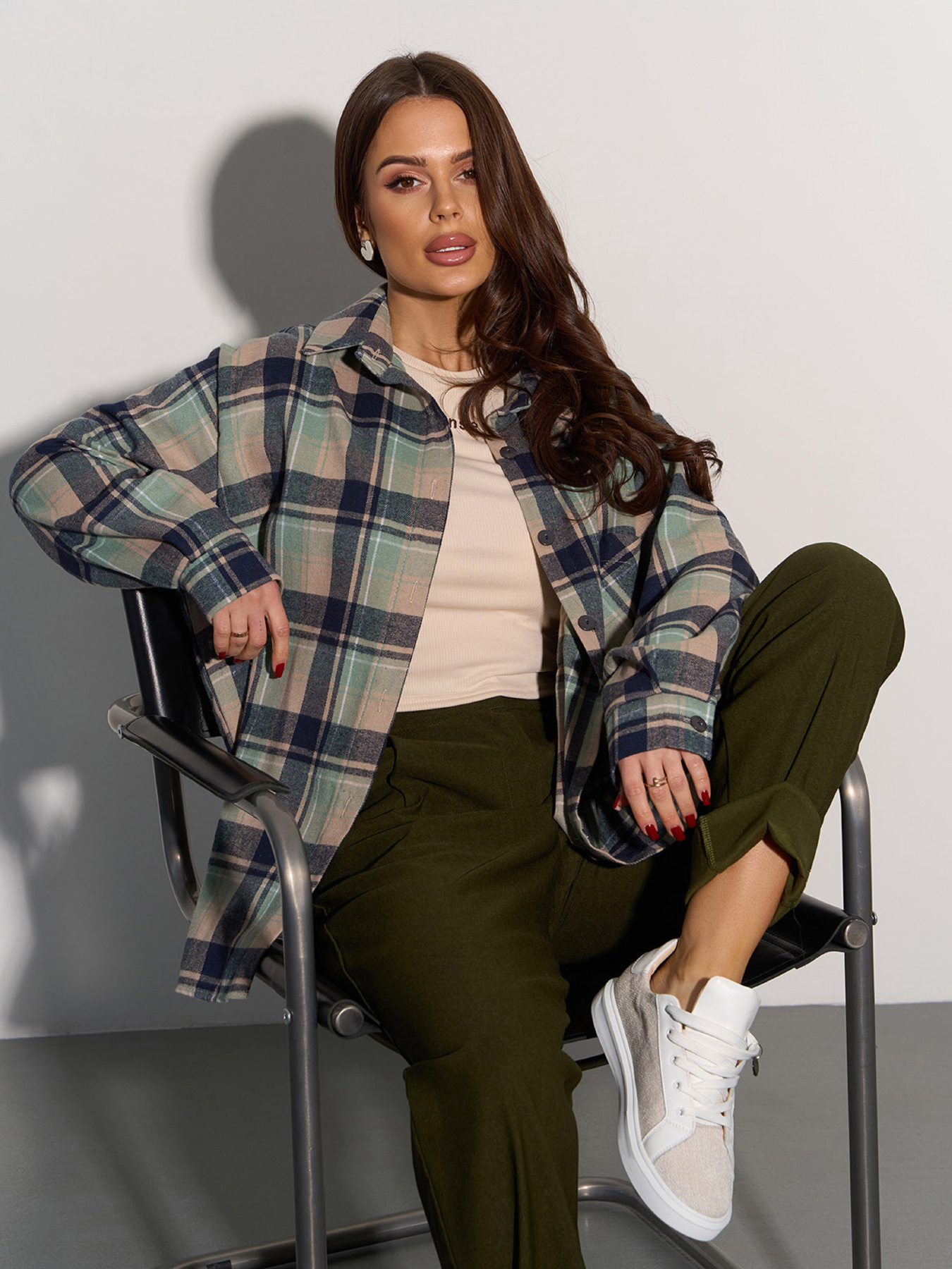 Рубашка ISSA Plus модель 15082_зеленый Фото