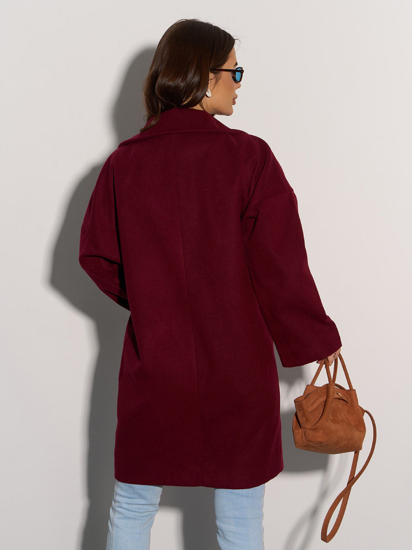 Пальто ISSA Plus модель 15089_бордовый Фото
