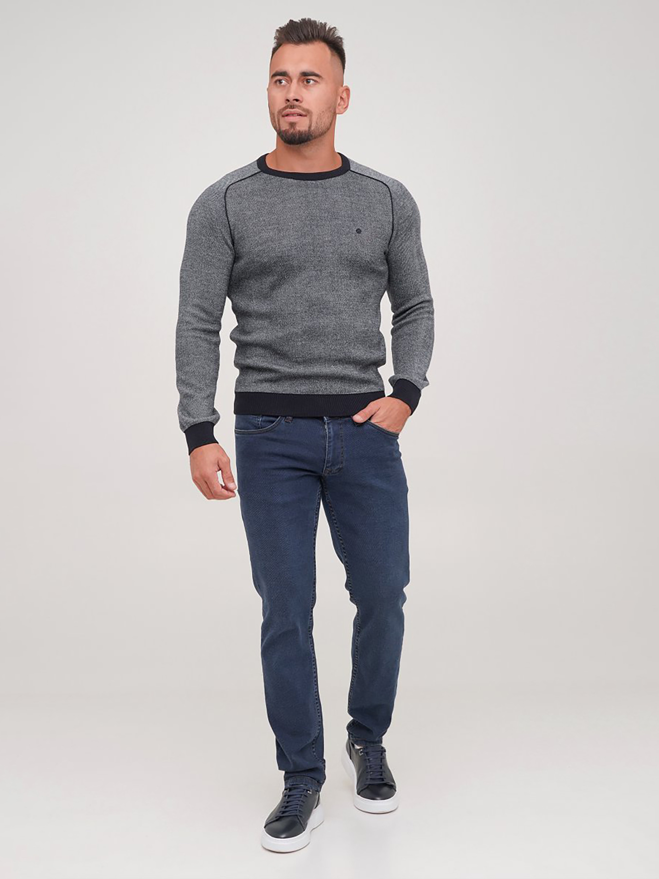 Джемпер Trend Collection модель TC6862GreyBlueSVTRMN Джемпер Trend Collection модель TC6862GreyBlueSVTRMN Фото