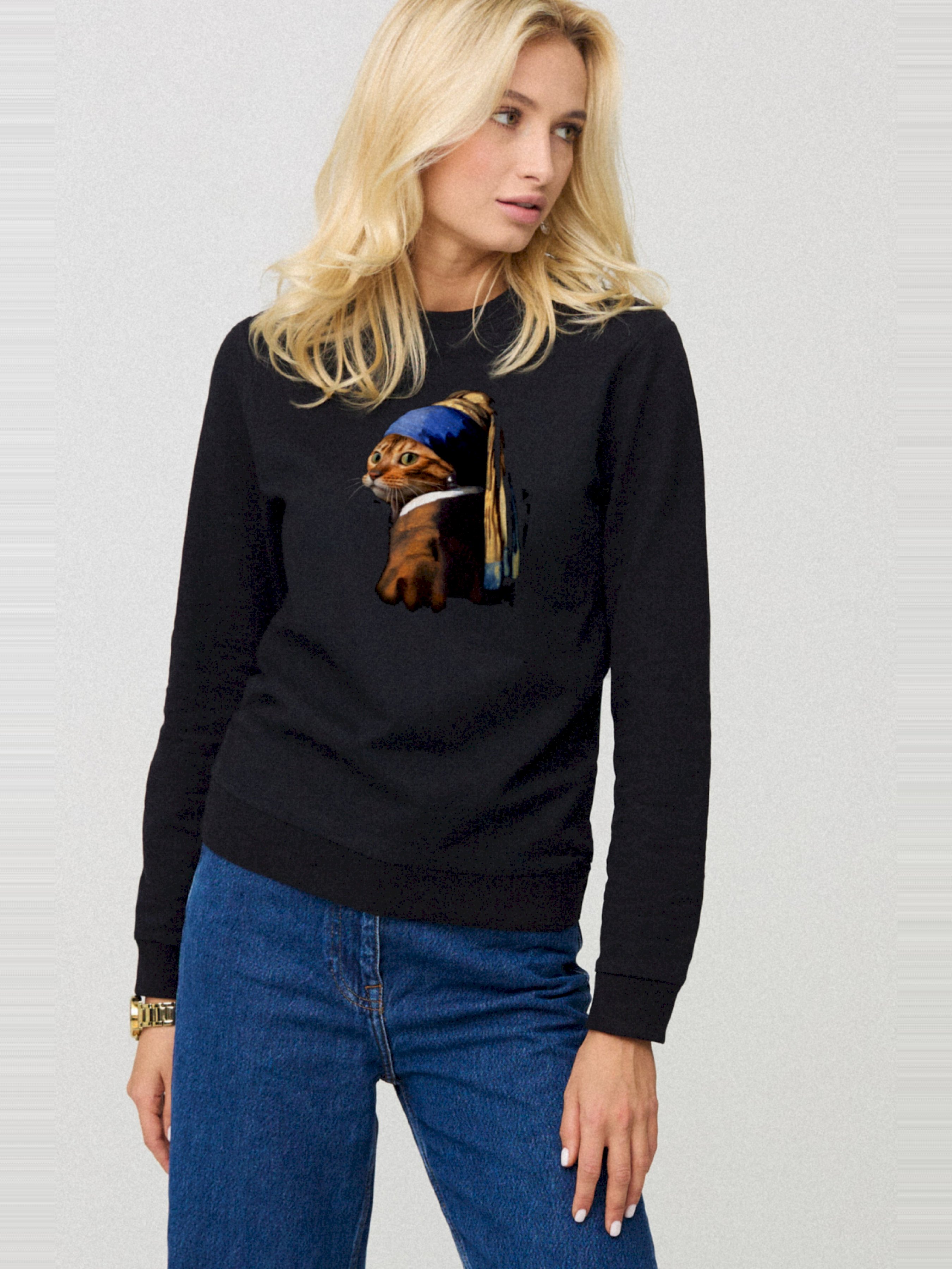 Бавовняний Жіночий Світшот YAPPI  (BSWB10055) колір чорний