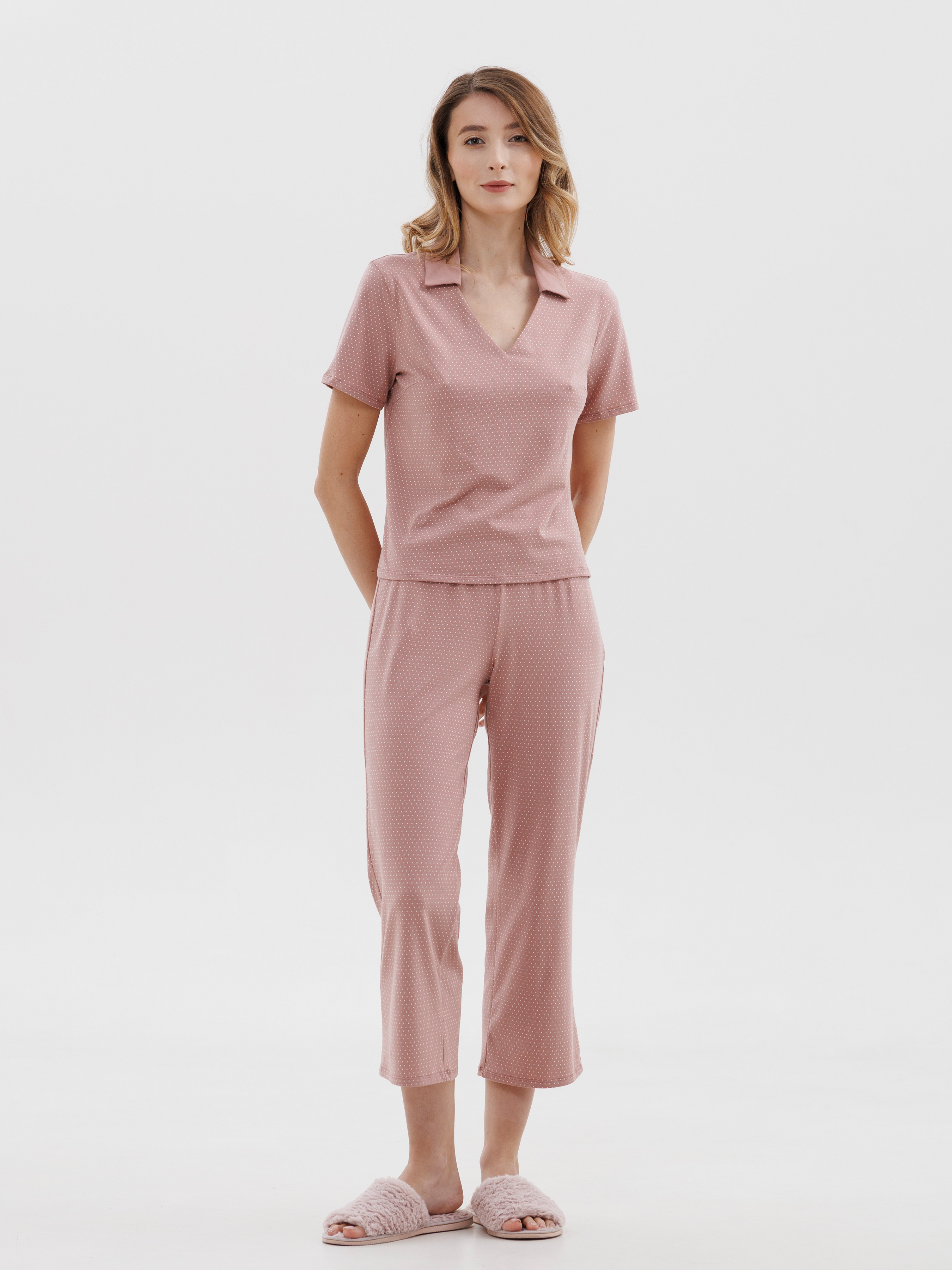 Бавовняна Жіноча Піжама Roksana  (16530_3538) колір рожевий