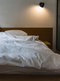 Комплект постільної білизни зі Страйп-сатину білого кольору з вузькою полоскою Ecotton модель 25143 Фото