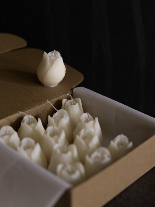 Набір ароматичних свічок "Весняний тюльпановий сад", натуральний оливковий віск Candle Design модель 200.0091 Фото