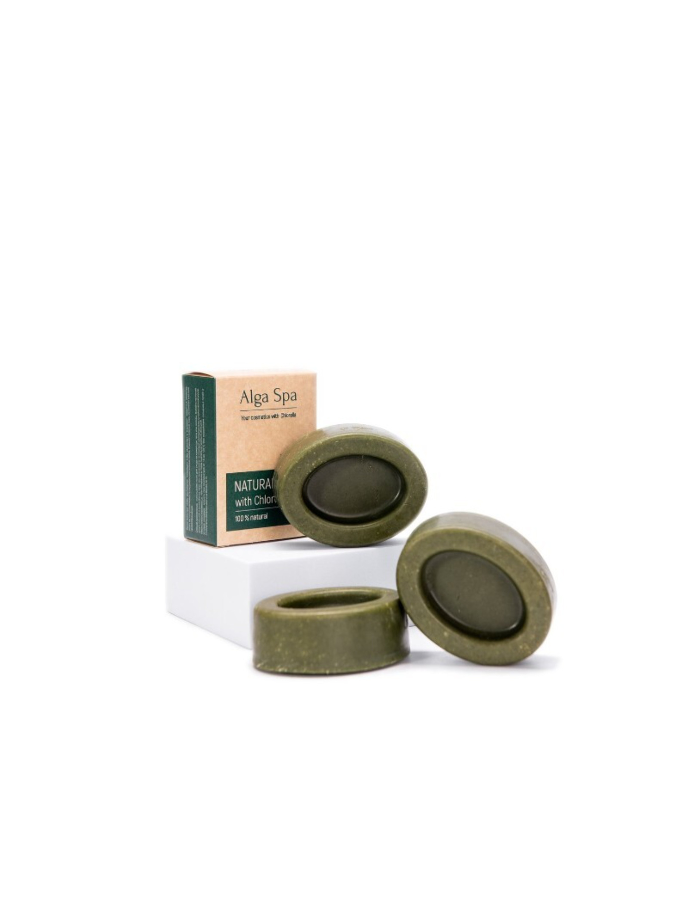 Мыло ручной работы твердое натуральное из живой суспензии Chlorella 80гр (ALGA SPA) Alga Spa модель 4673745486055 Фото