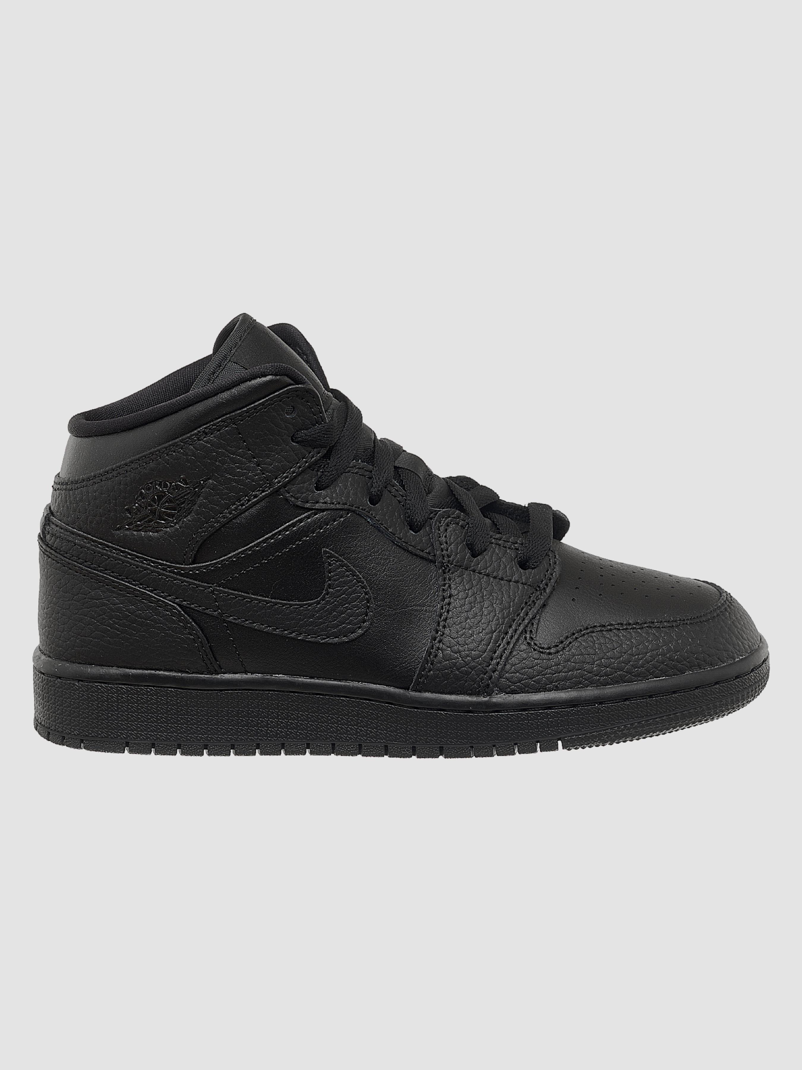 Жіночі Кросівки повсякденні Jordan 1 Mid (Gs) (554725-091) колір чорний, матеріал шкіра/штучна шкіра