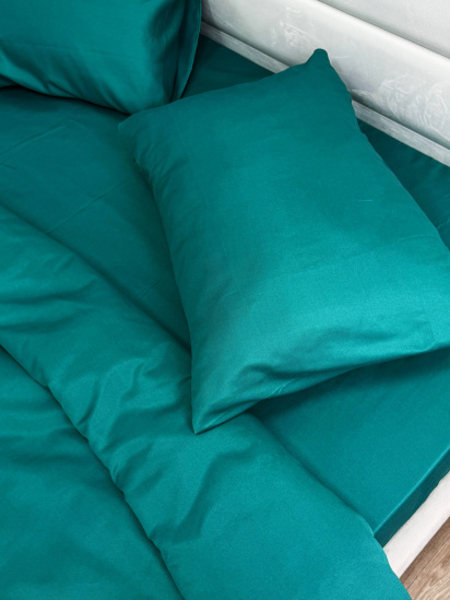Ecotton ­Комплект постільної білизни Dark Green смарагдового кольору модель 24552 — фото 3 - INTERTOP