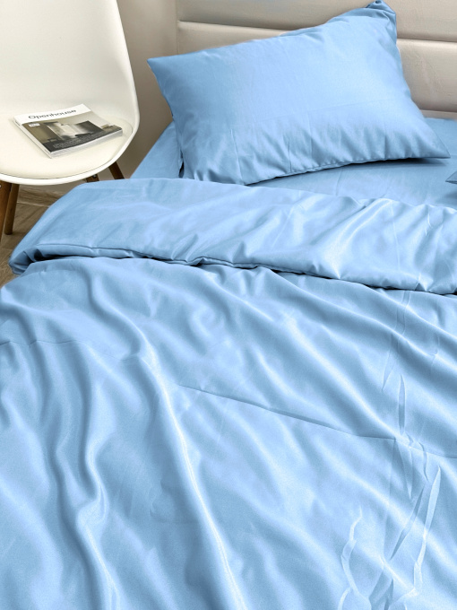 Комплект постільної білизни Blue блакитного кольору Ecotton модель 24557 Фото