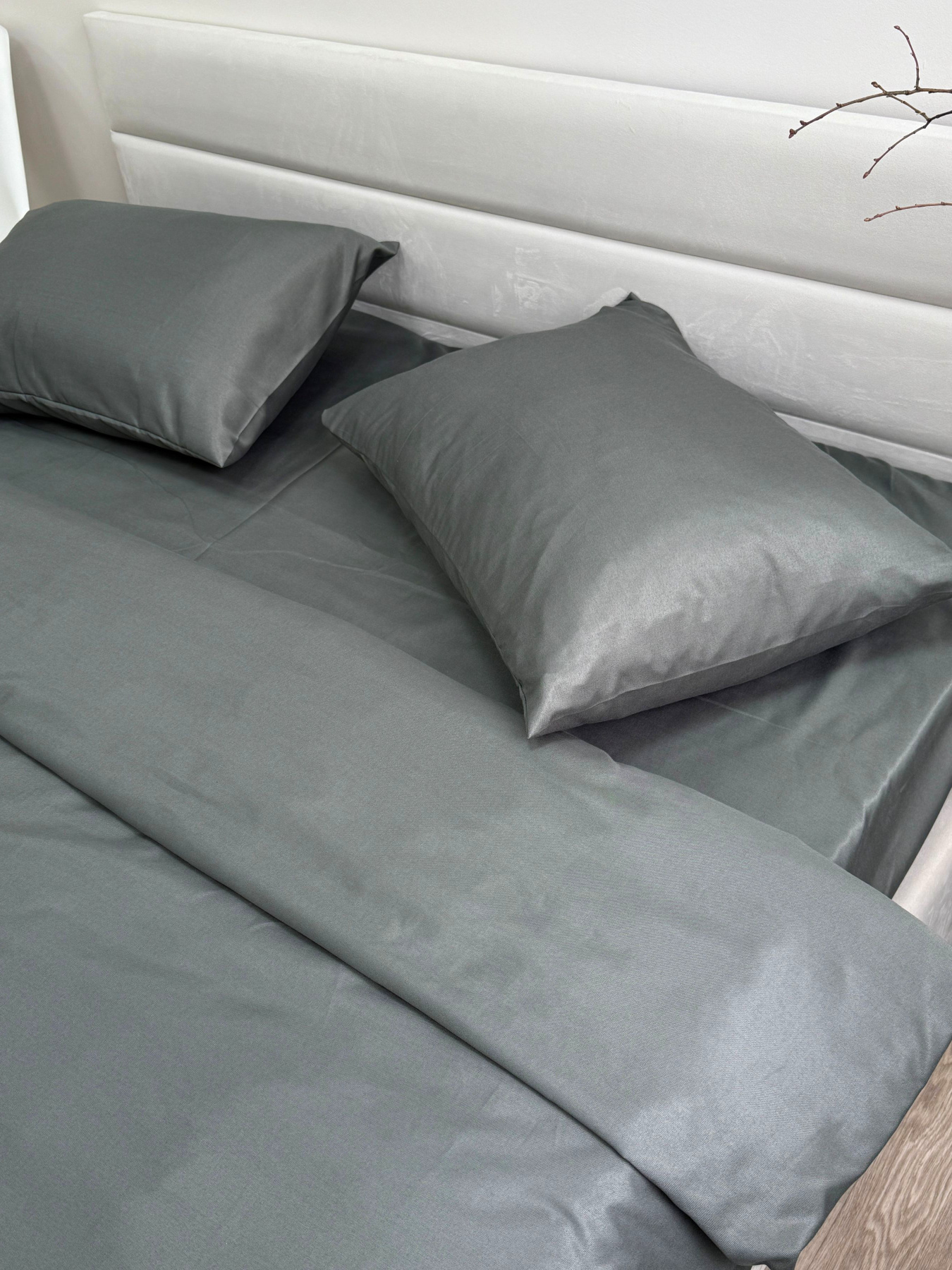 Комплект постільної білизни Nid Grey темно-сірий Ecotton модель 24556 Фото