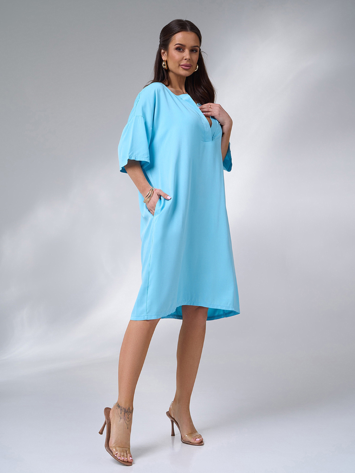 Платье миди ISSA Plus модель 14003_голубой Фото