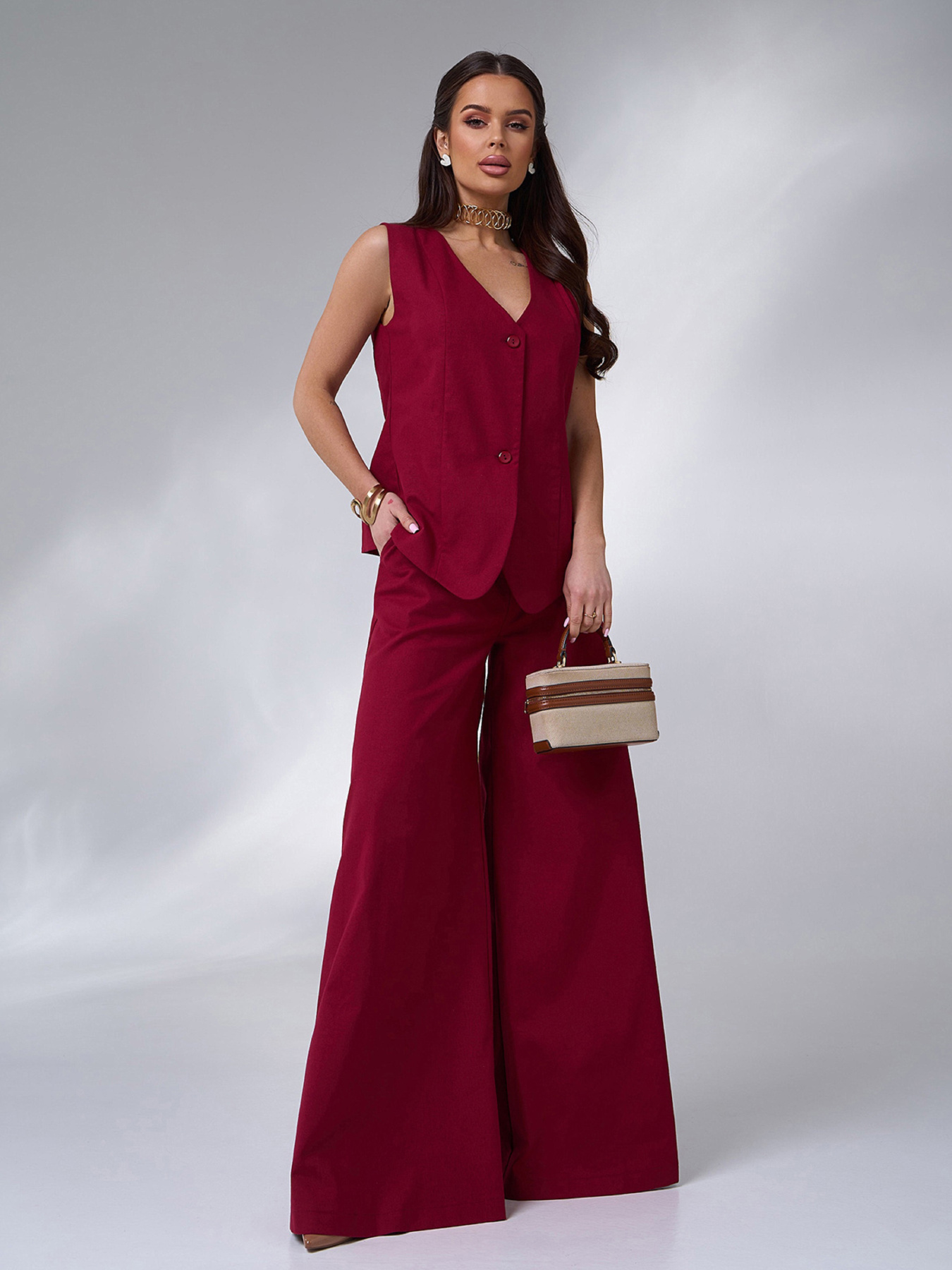 Діловий костюм ISSA Plus Модель 14763_бордовый Фото