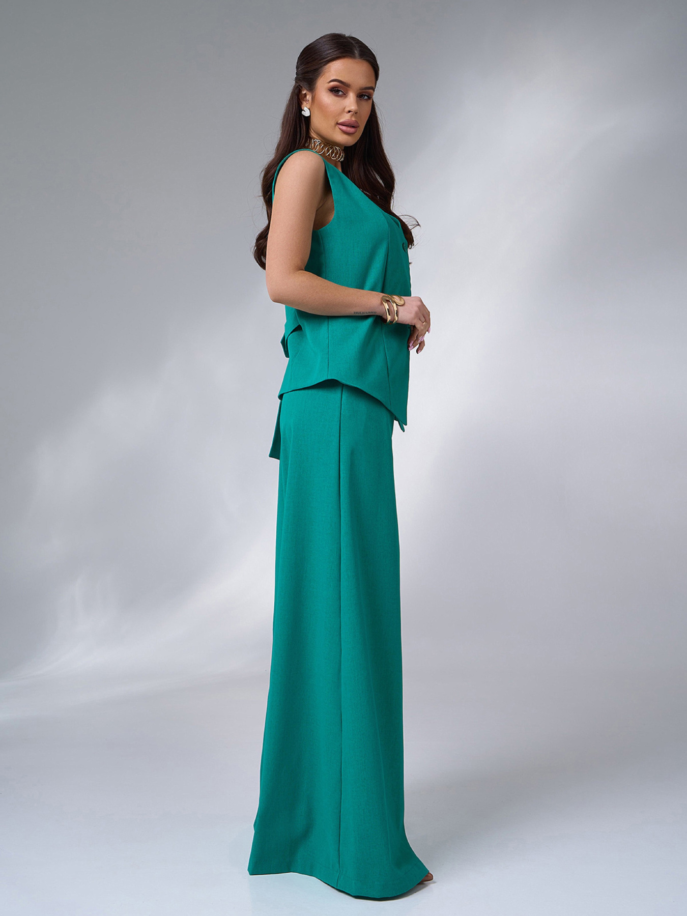 Діловий костюм ISSA Plus Модель 14763_зеленый Фото