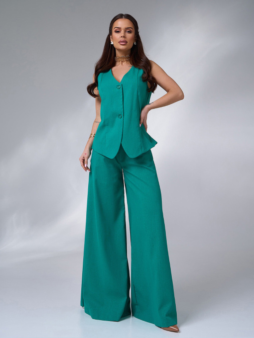 Діловий костюм ISSA Plus модель 14763_зеленый Фото