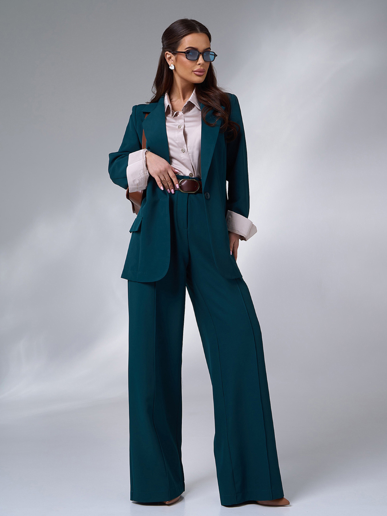 Діловий костюм ISSA Plus Модель 15051_темно_зеленый Фото