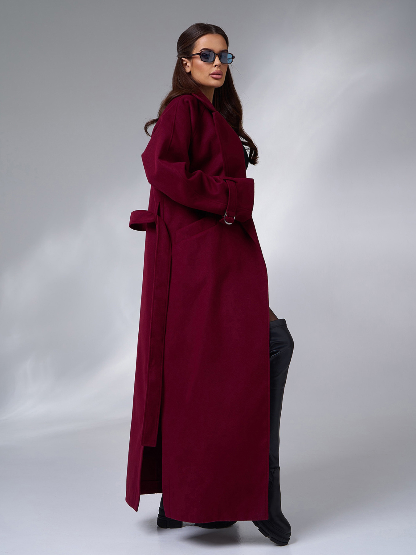 Пальто ISSA Plus модель 15090_бордовый Фото