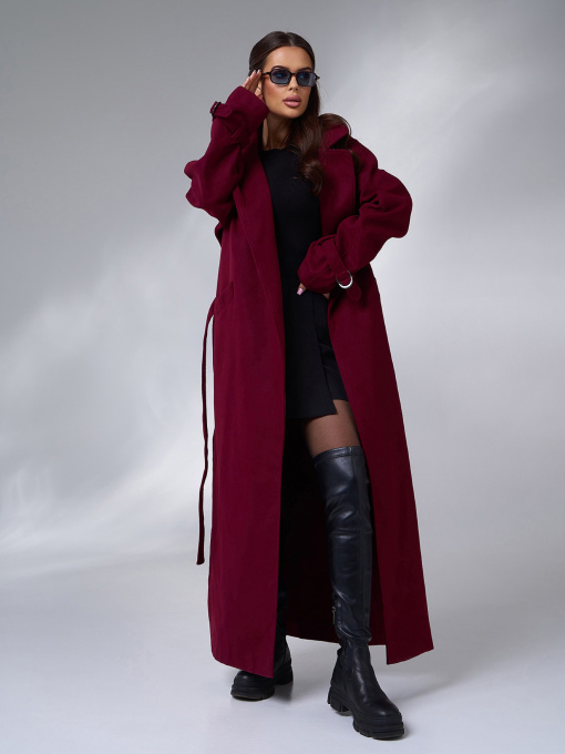 Пальто ISSA Plus модель 15090_бордовый Фото