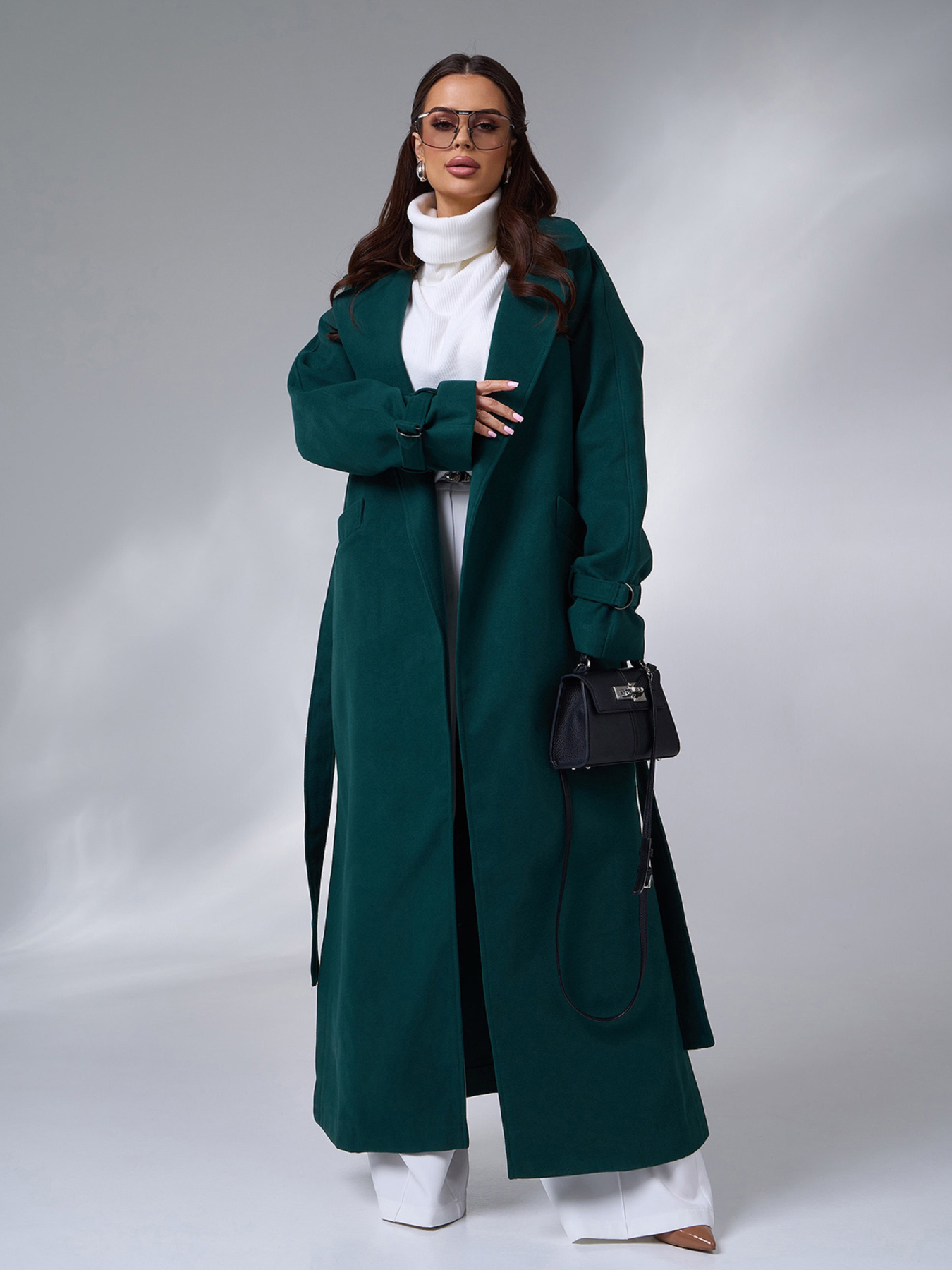 Пальто ISSA Plus модель 15090_темно_зеленый Фото