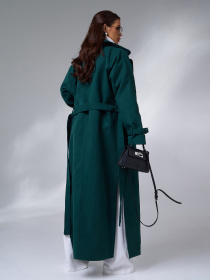 Пальто ISSA Plus модель 15090_темно_зеленый Пальто ISSA Plus модель 15090_темно_зеленый Фото