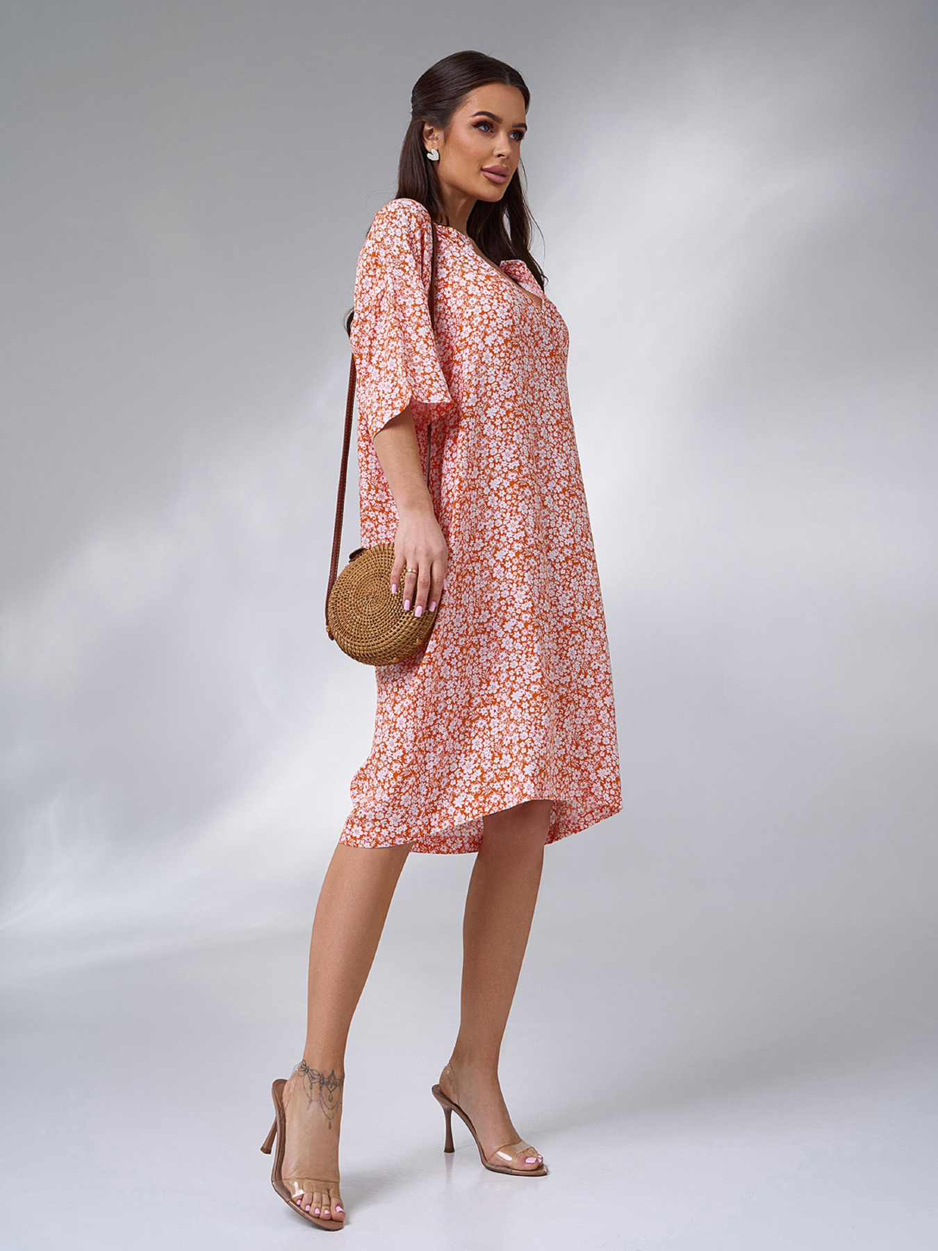 Платье миди ISSA Plus модель 15091_оранжевый Фото