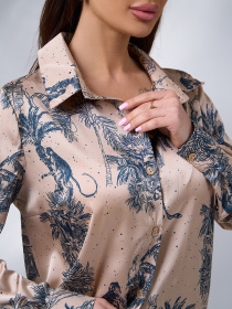 Сорочка повсякденна ISSA Plus модель 15092_бежевый Фото