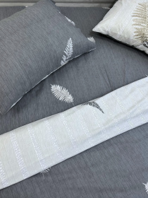 Комплект постельного белья двусторонний светло-серый с листьями папоротника Ecotton модель 23349 Фото