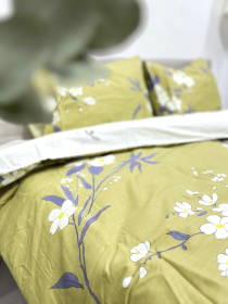 Комплект постельного белья из сатина Ветка Сакуры двусторонний оливковый Ecotton модель 23340-21005 Фото