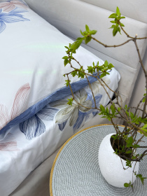 Комплект постельного белья двусторонний с нежными голубыми Цветами Ecotton модель 23347 Комплект постельного белья двусторонний с нежными голубыми Цветами Ecotton модель 23347 Фото