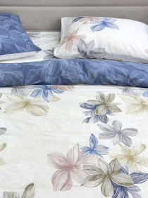Комплект постельного белья двусторонний с нежными голубыми Цветами Ecotton модель 23347 Комплект постельного белья двусторонний с нежными голубыми Цветами Ecotton модель 23347 Фото