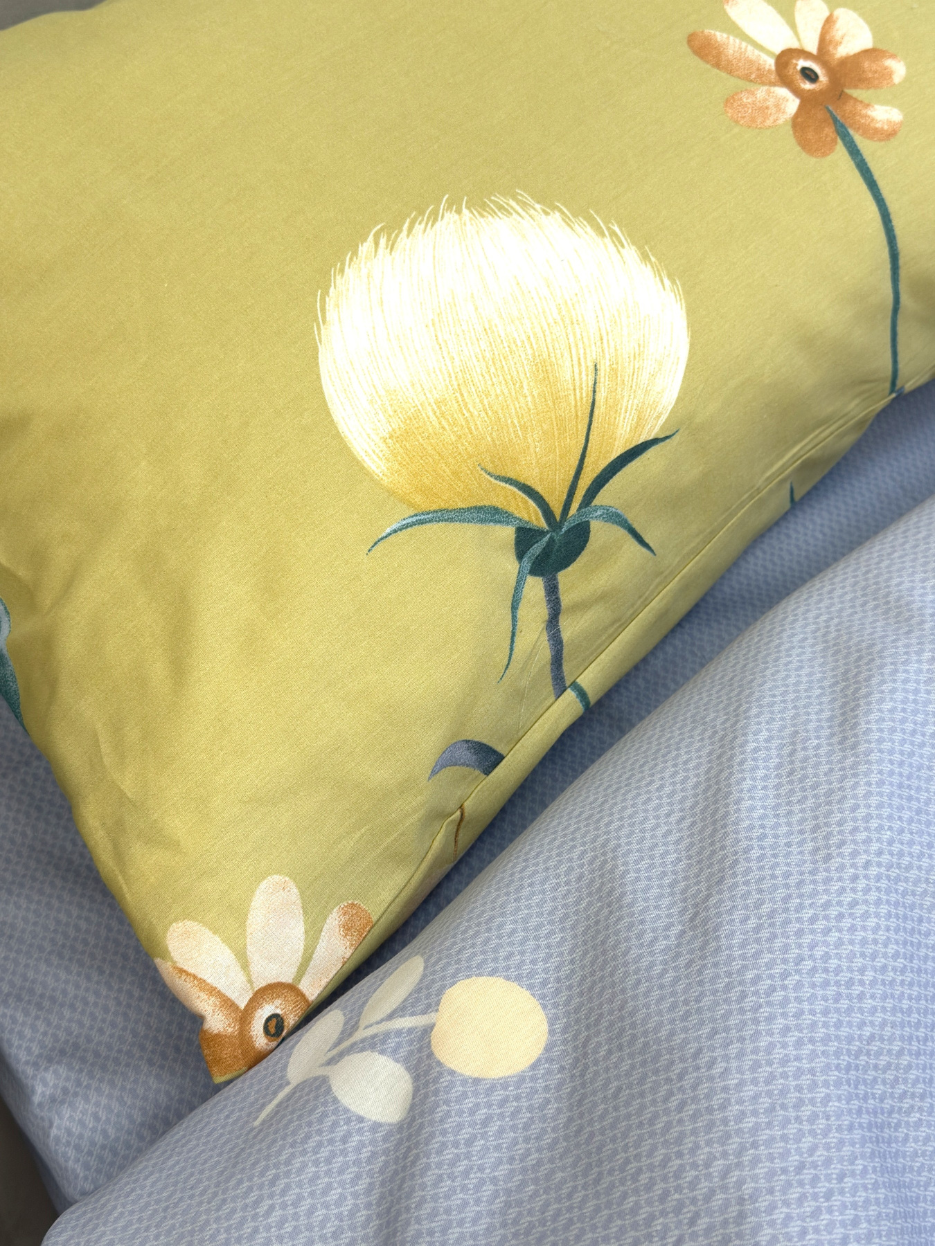 Комплект постільної білизни з Кульбабами гірчичний Ecotton модель 23751-21211 Фото