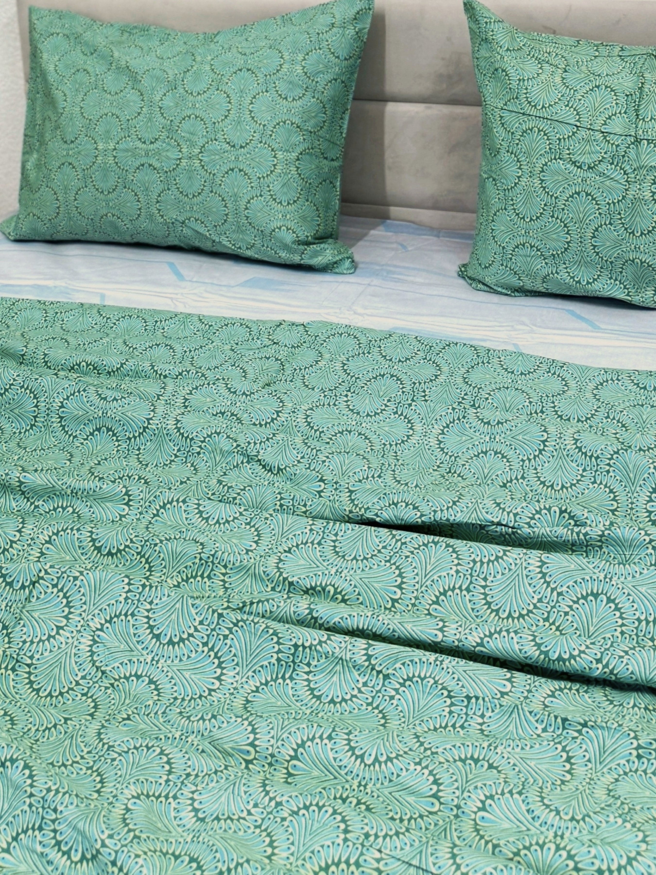 Комплект постільної білизни зелений Турецький огірок Ecotton модель 23663 Фото