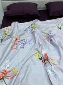 Комплект постельного белья из сатина с цветами фиолетовый Ecotton модель 22748-20096 Фото