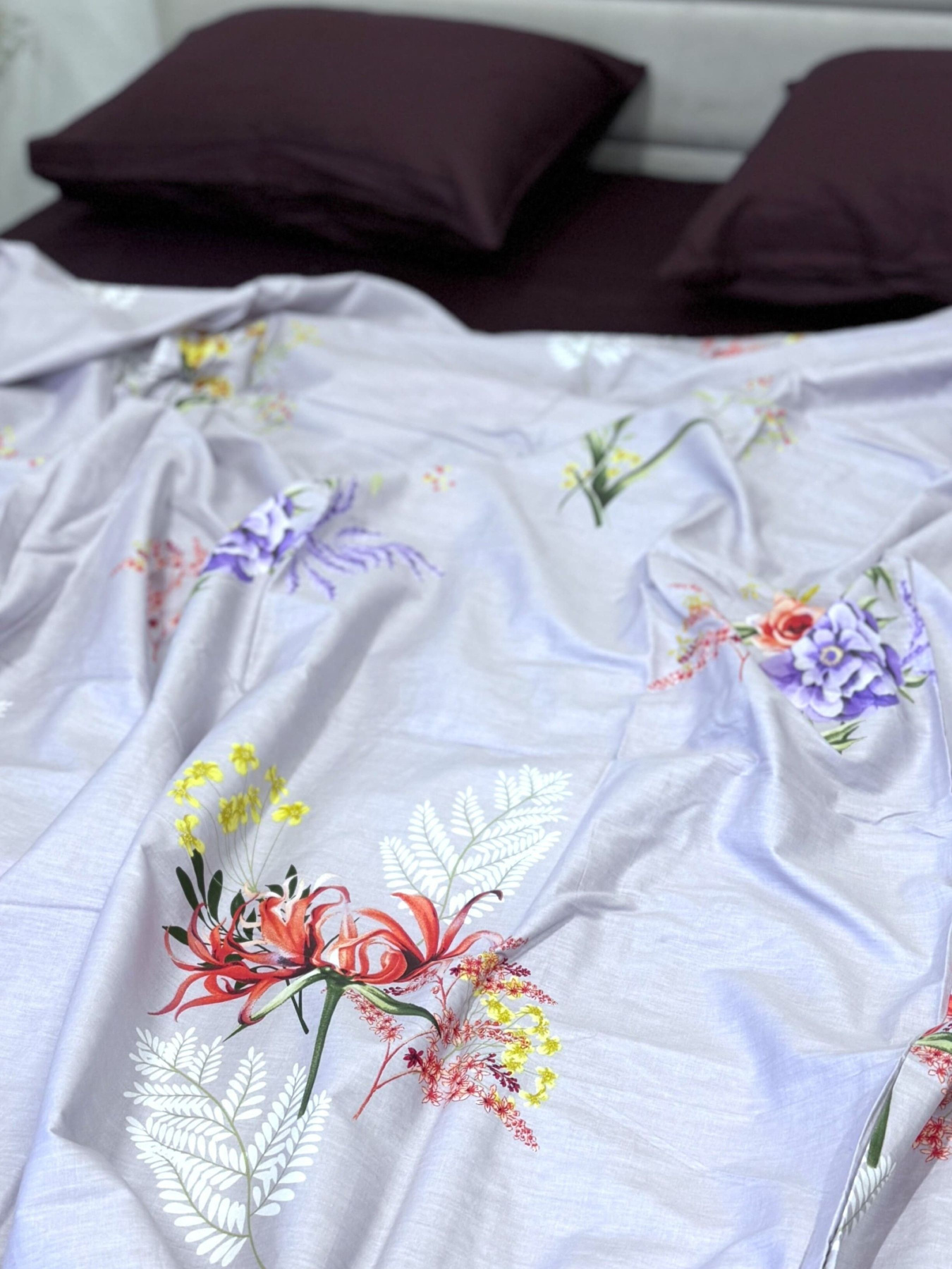 Комплект постільної білизни із сатину з Квітами фіолетовий Ecotton модель 22748-20096 Комплект постільної білизни із сатину з Квітами фіолетовий Ecotton модель 22748-20096 Фото