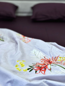Комплект постільної білизни із сатину з Квітами фіолетовий Ecotton модель 22748-20096 Комплект постільної білизни із сатину з Квітами фіолетовий Ecotton модель 22748-20096 Фото