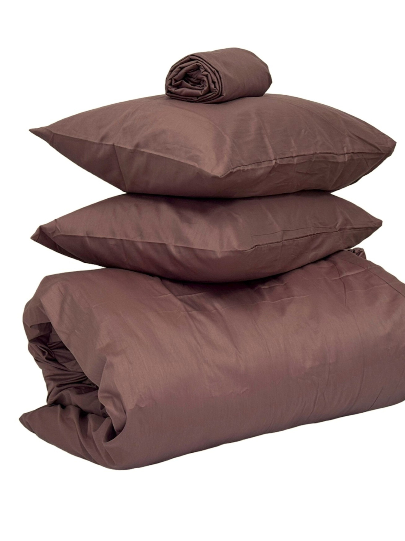 Комплект постільної білизни із сатину однотонний коричневий Ecotton модель 22636 Фото