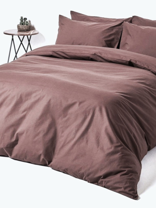 Комплект постельного белья из сатина однотонный коричневый Ecotton модель 22636 Фото