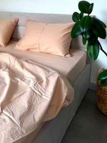 Комплект постільної білизни полуторний однотонний бежевий (159А) Ecotton модель 22901 Фото