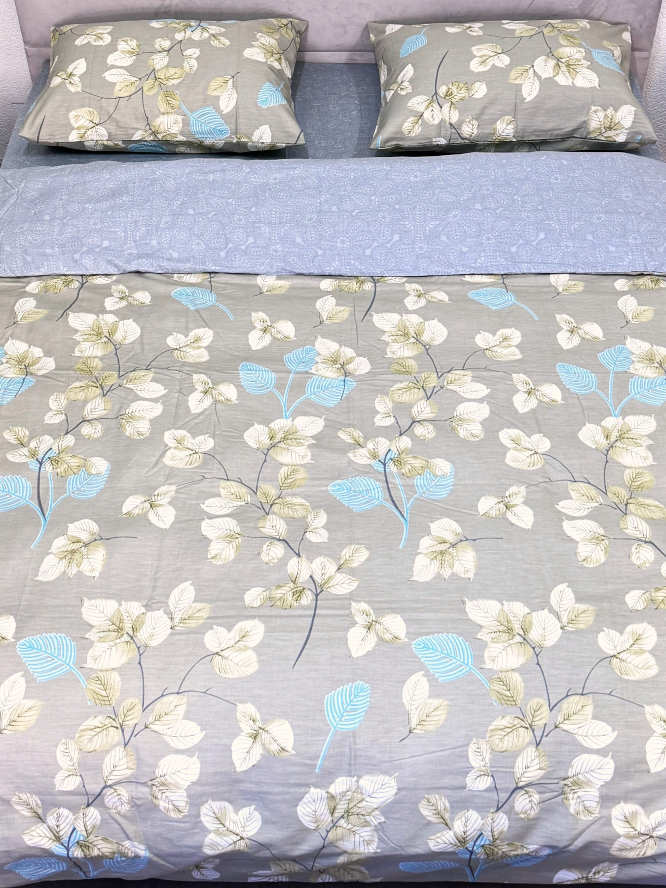 Комплект постельного белья полуторный сатин зеленый (рис. 24304) Ecotton модель 24799 Фото