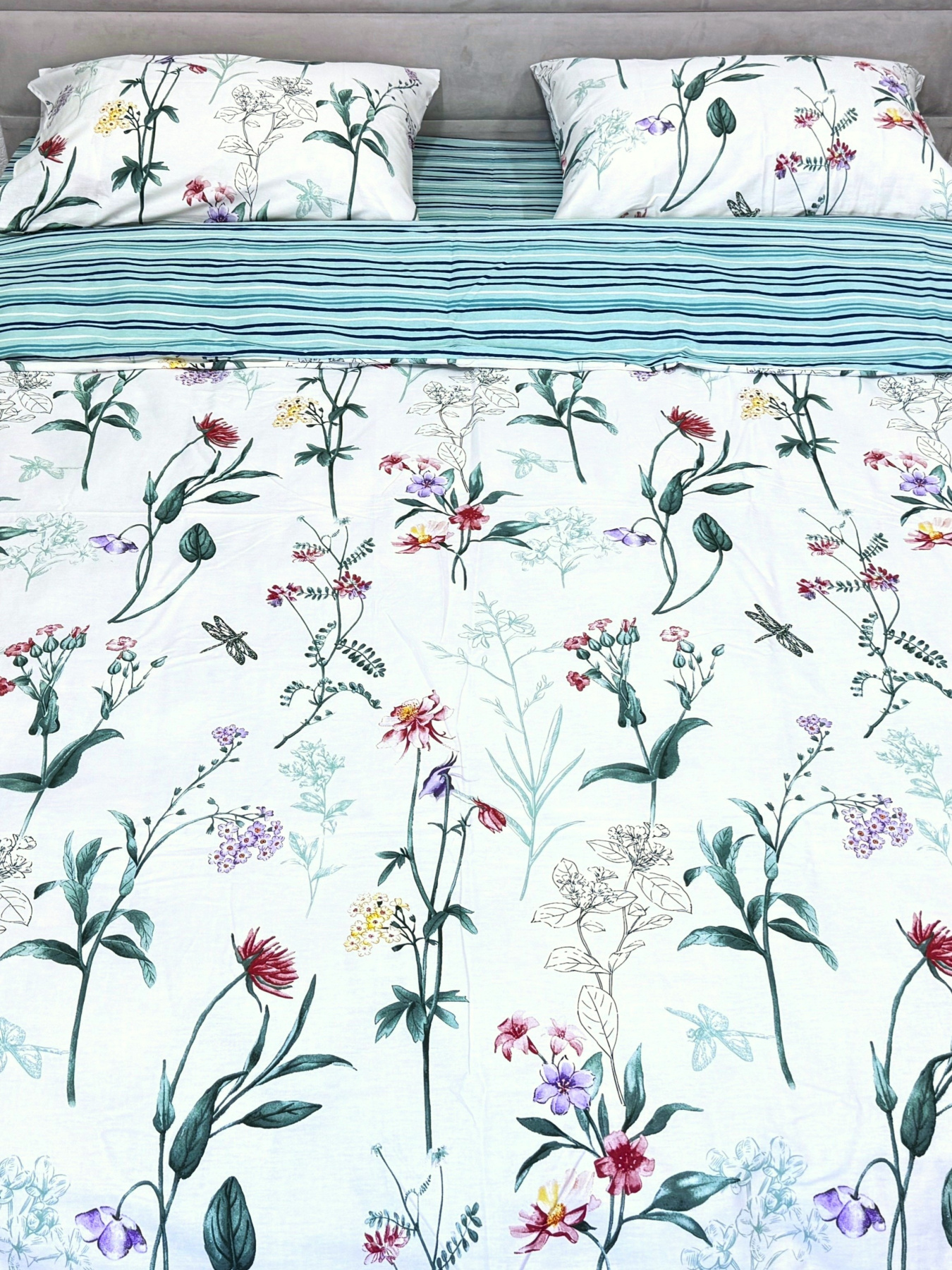 Комплект постельного белья из сатина с полевыми цветами Ecotton модель 24802-24307 Фото