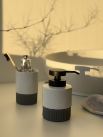 Диспенсер для жидкого мыла "Stockholm" белый/серый MBM MY HOME модель BA-44 WHITE/GRAY Фото