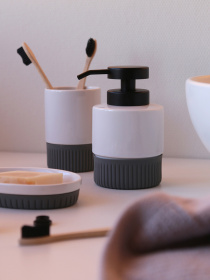 Диспенсер для жидкого мыла "Stockholm" белый/серый MBM MY HOME модель BA-44 WHITE/GRAY Фото