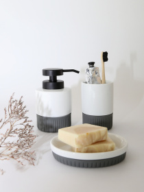 Диспенсер для рідкого мила "Stockholm" білий/сірий MBM HOME модель BA-44 WHITE/GRAY Фото