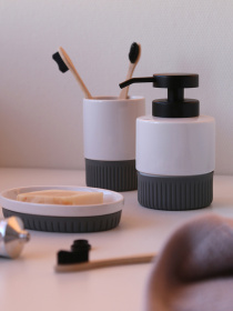 Подставка для зубных щеток "Stockholm" белая/серая MBM HOME модель BA-46 WHITE/GRAY Фото