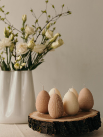 Пасхальная аромасвечка "Писанка в полоску", аромат "Гранатовый сидр", з натурального оливкового воску Candle Design модель 170.2003 Фото