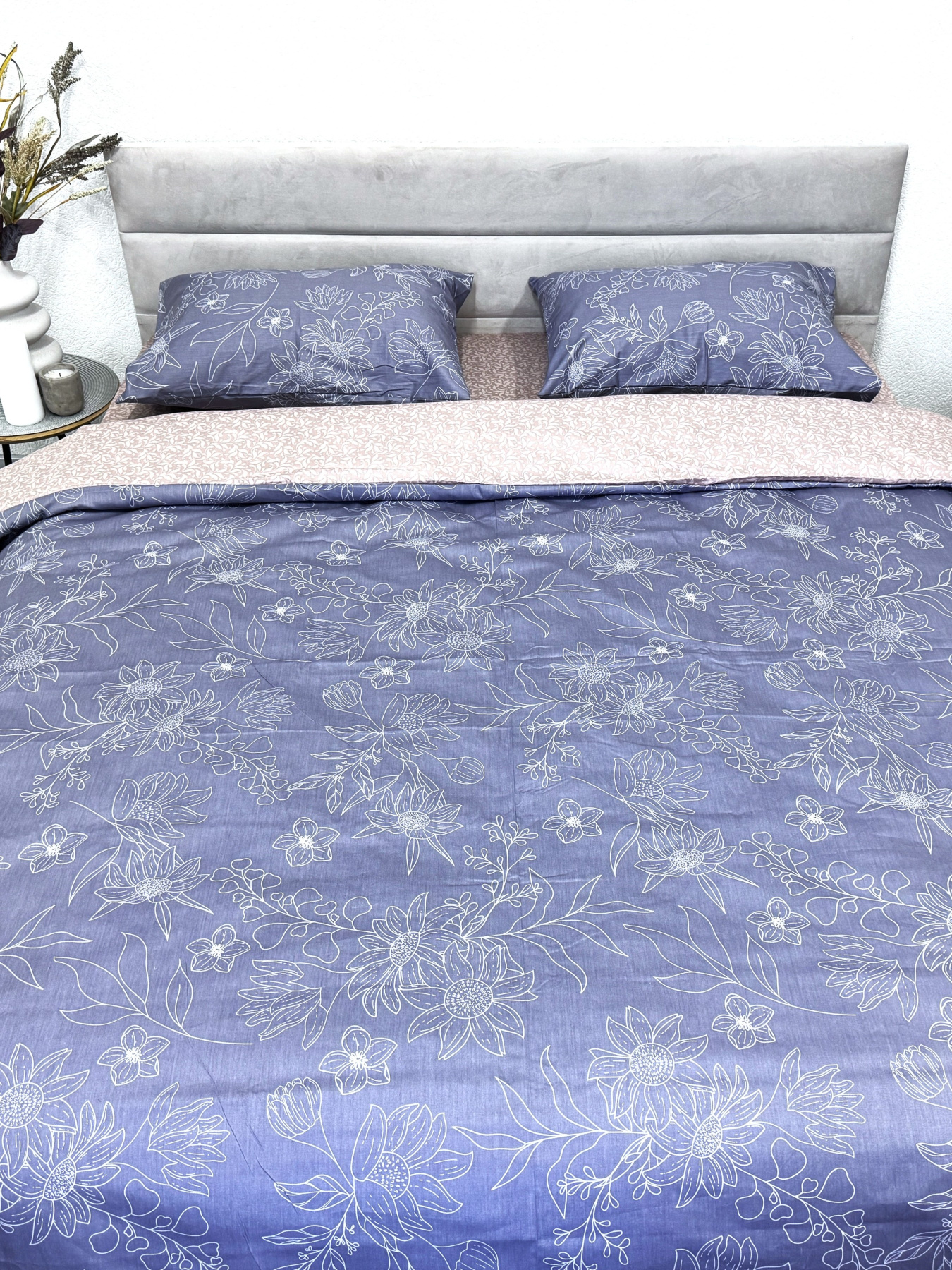 Комплект постільної білизни полуторний сатин синій (рис. 24306) Ecotton модель 24801 Фото